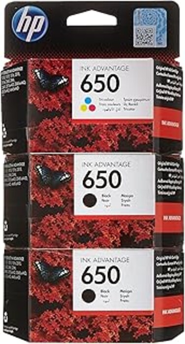 Hp Cz101&amp;102Ak 650 2 Black Ink Cartridges And 1 Color Ink Cartridge Set-Pack of 2pcs