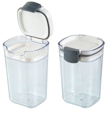 Set of 2 Seasoning Keepers &acirc;&euro;&ldquo; Airtight Spice Storage Containers with Flip Lid, Clear Kitchen Organizer for Salt, Pepper &amp; Herbs, Compact Durable Design for Easy Dispensing