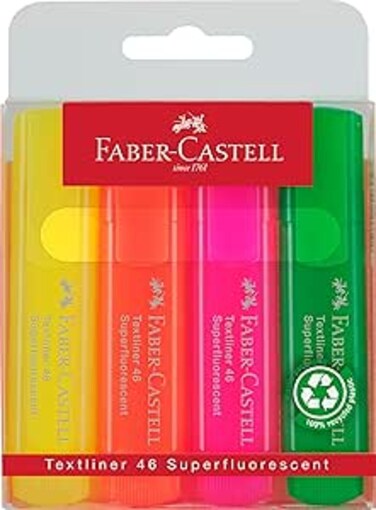 Faber-Castell Super-Fluorescent Highlighter Wallet Of 4