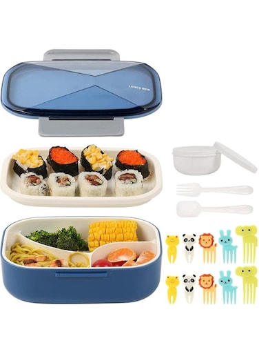 DELFINO Bento Boxes for Adults Lunch Container and Kids Lunch Large Capacity Leak-Proof Bento Lunch Box 2 and 3-In-1 Compartment Meal Containers and Utensil Set Built-in Plastic Soup Cup