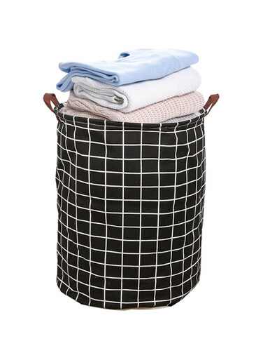 STAYOUNG 75L Laundry Hamper - Children's Storage Basket, Large Capacity Cloth Basket For Bathroom, Laundry Room, Clothes, Toys Or Snacks (Black Checkered Stars)