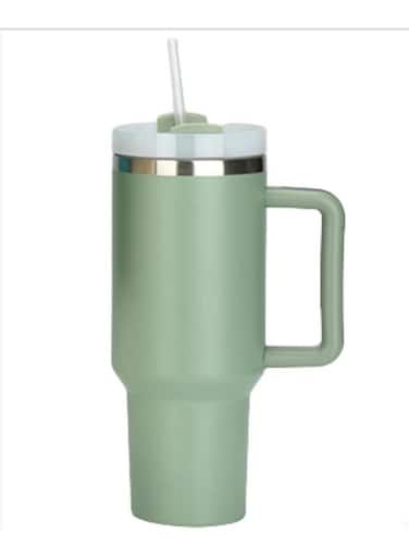 40oz Stainless Steel Tumbler with Handle &amp; Straw Double-Walled Vacuum Insulated Mug,Leakproof Keeps Beverages Hot or Cold Perfect for Office, Gym, and Travel, Fits in Car Cup Holders Emerald Green