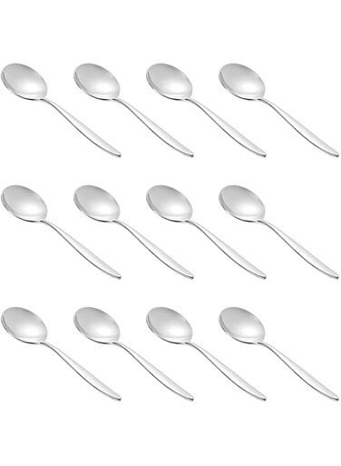 Wnk Tulip Soup Spoon Set - 12 Pieces - Silver