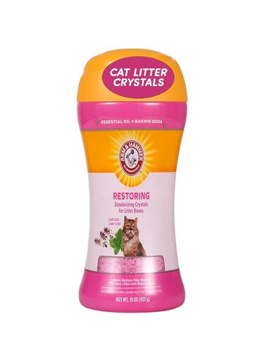 Arm &amp; Hammer Odor Eliminator Cat Litter Crystals In Clary Sage and Mint Scent, 15 oz Capacity
