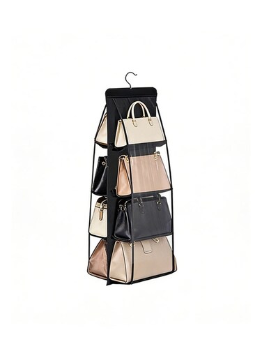Handbag Hanging Organizer, 8 Pocket Purse Storage Hanger Oxford Cloth Closet for Family Closet Bedroom, Foldable and Universal Fit (Black)