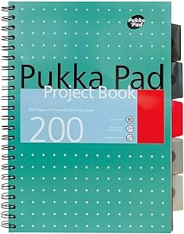 Pukka Pad 200 Pages 80GSM Metallic Project Book with 5 Subject Dividers, A4 Size