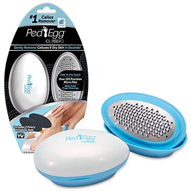 Pedegg Classic Callus Remover, As Seen On Tv, New Look, Safely &amp; Painlessly Remove Tough Calluses Dry Skin To Reveal Smooth Soft Feet, 135 Precision Micro-Blades, Traps Shavings, White, 3357, 4''