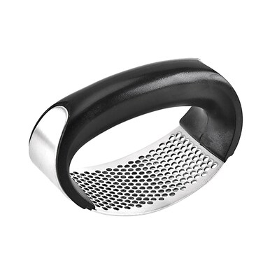 Steel Garlic Press Rocker Mincer Black/Silver 11.5 x 5.5 x 7.5cm