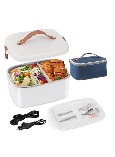 Electric Heating Lunch Box Food Heater Portable Office Food Warmer Container with Removable Stainless Steel Container Leak-Proof Lunch Heater Heated Lunch Boxes for Adults