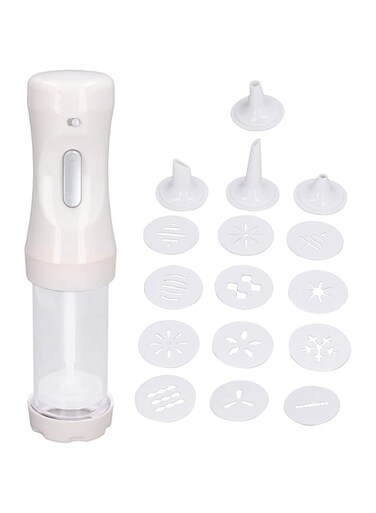 Ccya Electric Press Gun, Maker Kit with 9 Discs and 1 Icing Tip for DIY Biscuit Maker &amp; Decoration, Pastry Decorating Tool for Making Cakes, Puffs, Battery Powered