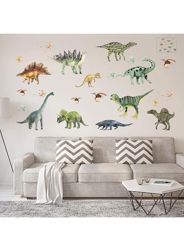 SYOSI Dinosaurs Wall Stickers, Colourful Forest Dinosaur Decals Kids Baby Wall Stickers Decals Peel and Stick Removable for Nursery Bedroom Living Room Art Murals Decorations