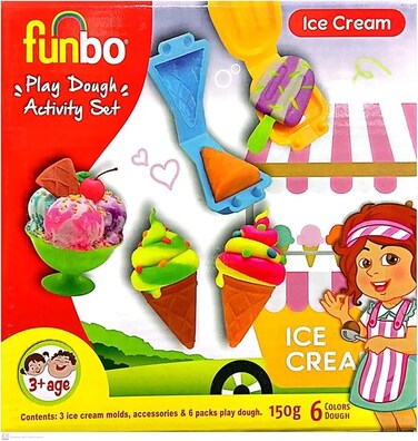 Funbo Play and Dough Activity Set icecream 6 colours