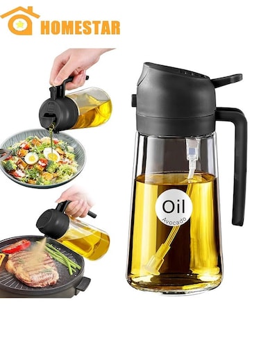 Olive Oil Sprayer for Cooking, Oil Dispenser for Kitchen Gadgets, Air Fryer, and BBQ, Black