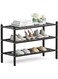 EETU Bamboo Shoe Rack 3 Tier Stackable Shoe Shelf Shoes Organizer Standing Shoe Stand Stable and Study for Closet Entryway Hallway Bedroom Floor Dorm Black 27x11.02x19.65in