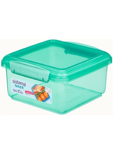 Sistema 1.2 Liter Lunch Box Plus, Green, is Stackable &amp; Durable with easy Locking Clips to keep food sealed, Microwave &amp; Dishwasher safe and BPA Free.