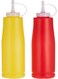 2 Pieces Ketchup and Sauce Squeeze Bottles, Red &amp; Yellow Plastic Kitchen Squirt Ketchup Dispenser