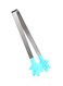 Baby Hand Shape Salad BBQ Tongs Silver/Blue 13x2.5cm