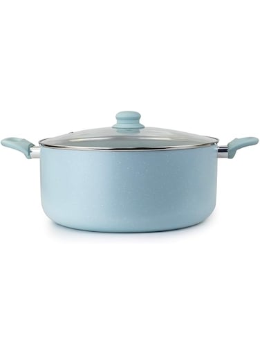 WILSON Oak Large Casserole with Lid and Marble Coating, Soft Touch Handle, Stew Pot Suitable for Gas, Electric, and Ceramic Stove Dutch Oven - 32cm &ndash; Blue