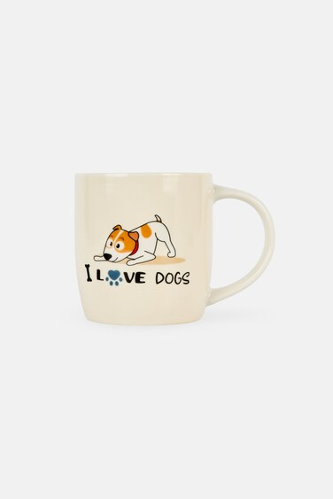Mucho D Casa Collection Cute Dog Mug 350ml, Cream