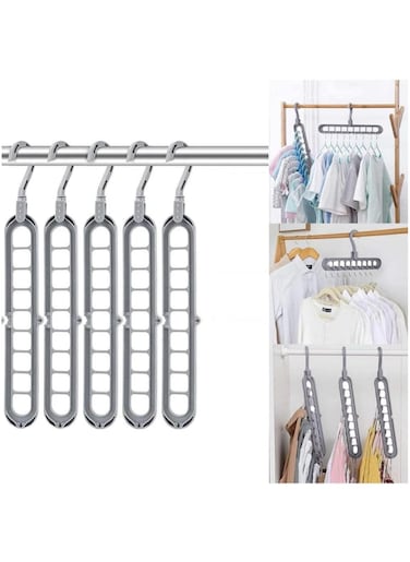 Space Saving Clothes Hangers Multifunctional Smart Closet Organizer Innovative Design for Heavy Clothes Pants,Shirts Dresses Coats 5 Pack