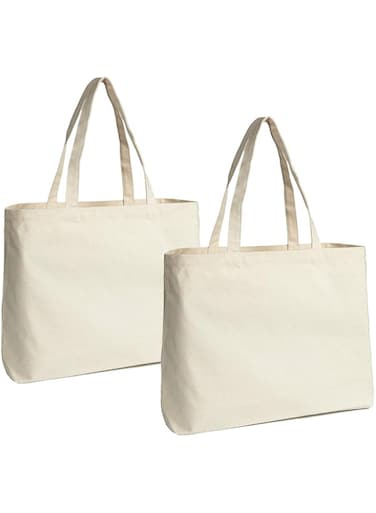 JILLMO Canvas shopping bag 2 pack White
