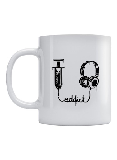 Addict Printed Coffee Mug White/Black