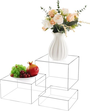 Jolboldy 3Pcs Clear Acrylic Risers Display Stand for Buffet and Decorative Use