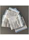  Pack of 50 Clear Disposable Plastic Bags, measuring "6x8" inches each. These bags feature a resealable lock seal zipper, perfect for storing nuts, candies, and other items securely.