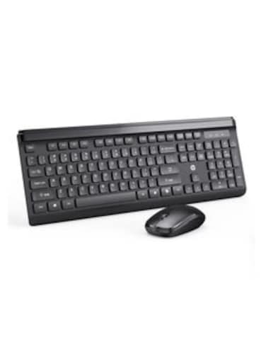CS500 wireless keyboard and mouse combo with 104 keycaps keyboard, plug &amp; play, ergonomic design mouse for office home computer pc laptop black