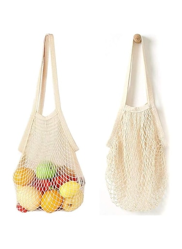 Oasisgalore 2 Pcs Reusable Mesh Shopping Bags for Groceries, Portable Cotton Net String Bag