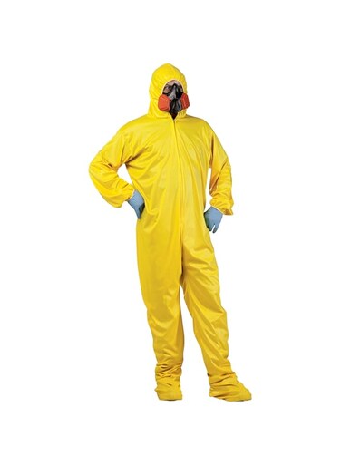 Fun World Hazmat Suit &amp; Mask Costume, Yellow, Standard