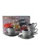 8-Piece Ceramic Cup And Saucer Grey 200ml