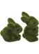Alipis Furry Flocked Bunny: 2pcs Moss Covered Bunny Green Fuzzy Standing Rabbit Figurine Sculpture Garden Artificial Animal Moss for Spring Party Favors