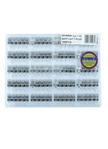 Pack Of 100 Super 7 10G RJ45 Cat7 Connectors Silver/Clear