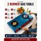 2 Burner LPG Gas Stove with Auto Ignition, Brass Burners, Toughened Glass Top, Blue Finish