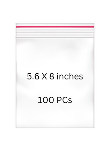 100 Pieces 5.6 x 8 inches Clear Zip and Lock Bags - Resealable Plastic Zipper Bags