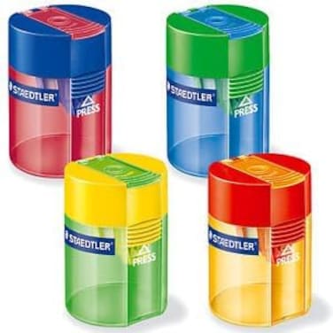STAEDTLER Round Tub Single Sharpener 511 006 Bk Assorted Colours Pack Of 4