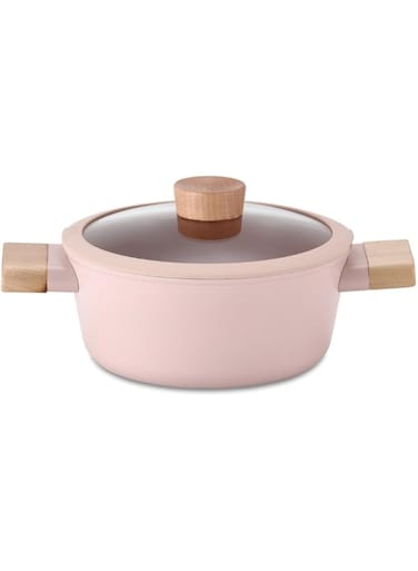 Neoflam Fika Blossom Cooking Pot, 20 cm Size, Sandy Pink