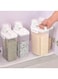 Premify 4pcs Cereal &amp; Dry Food Storage Containers with Measuring Cup, Airtight Plastic Kitchen Storage Organizer, Clear Food Storage Box for Flour, Sugar, Rice   BPA Free Container with Locking Lids