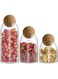 Glass Jars with Wooden Cork Lid Storage Jars for Coffee, Spices, Sugar, Salt, Pulses Set of 3 Different Sizes