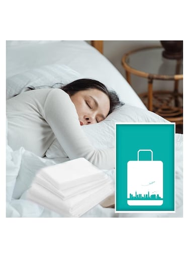 4 PCS Disposable Bed Sheets Travel Sheets for Bed Bedding Cover, Portable Bedding Set with 1 Bed Sheet 1 Quilt Cover and 2 Pillowcase for Travel Business Trip Spa