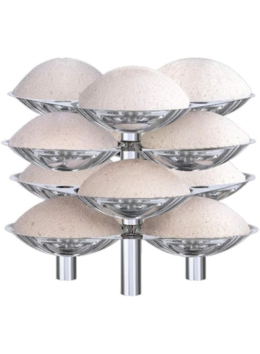 Idli Stand Stainless Steel &ndash; 4 Plate Design for 12 Idlis suitable for 5L Cooker or 7 Ltrs Cooker   Versatile Steam Cooker Stand for Idlis, Dhoklas, Momos &amp; Khakhras   Induction or Standard Cooker