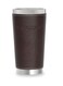 470ml Stainless Steel Insulated Travel Mug with a Dark Brown Leather Grip, Double Wall Thermal Coffee Cup Tumbler for Car Cup Holders