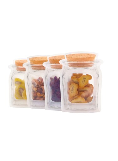 50 Pcs Reusable Airtight Seal Food Storage Bags, Jar Zipper Sealed Jar Bags, Leak-Proof Portable Food Snack Save Storage Pouch Bag for Travel Camping