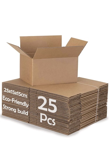 [25 Pack] Brown Carton 25x15x15 cm Moving Boxes Cardboard Boxes Large Shipping Box Mailing Boxes Recyclable Corrugated Cardboard Shipping Box for Packaging Storage Box
