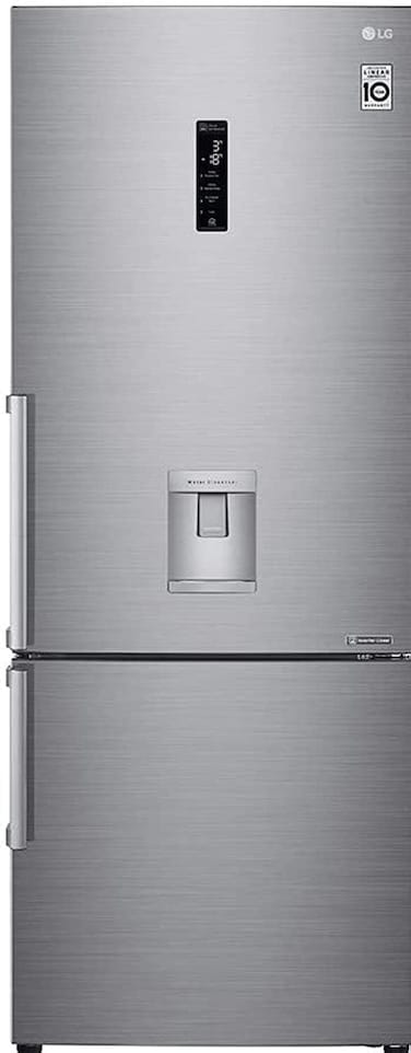 LG 446 Liter Bottom Freezer Refrigerators With Water Dispenser Inverter Linear Compressor Color Silver Model - GCF689BLCM