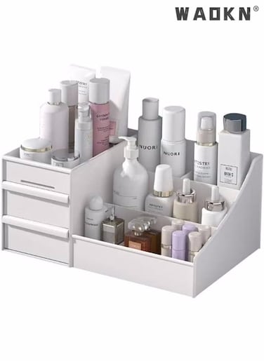 Makeup Organizer, Cosmetic Storage Box with Drawer for Bathroom, Countertop, Bedroom Dresser, Display Case for Lipsticks, Jewelry, Skincare, Brushes, Lotions, Toiletries, Vanity Box