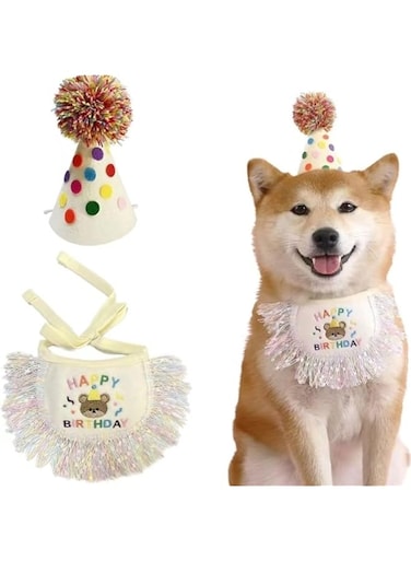 Rayyan Trend Dogs Birthday Hat with Sequins Tassels Bib Trend, Cats Dogs Birthday Hat, Carnivals Photography Handkerchief, Dogs Birthday Hat, Girl Dogs Birthday Hat, Boy Dogs Birthday (Small)