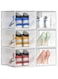 Fohome Shoe Storage Boxes, 6 Pack Clear Shoe Organizers with Magnetic Door, Plastic Stackable Shoe Box Containers for Closet, Shoe Cabinet with Lids for Men, Women (White)