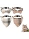 4 Pieces Bow Tie Cat Collar Bandana, Breakaway Pet Collar Bandana with Classic Plaid Cat Collar with Scarf and Bowtie, Accessories for Pet Collars, Adjustable for Cats and Small Dogs (White+Khaki)